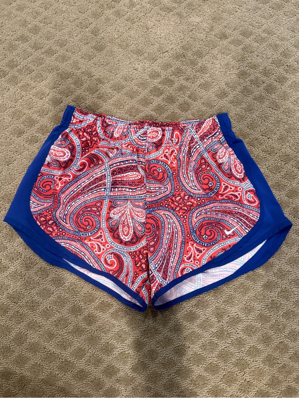 Nike Navy Blue Shorts with Red Paisley Waistband